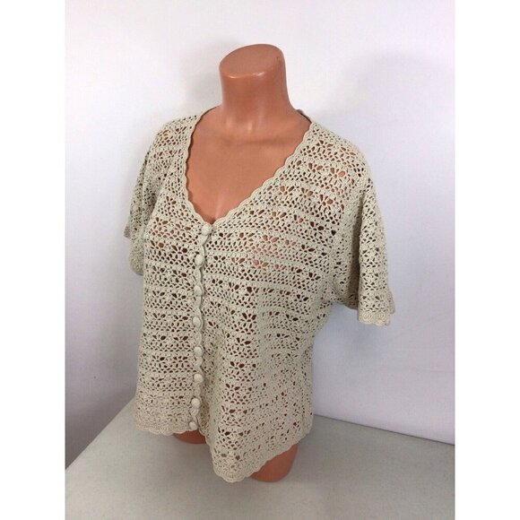 Laura Scott Crochet Cardigan Sweater Y2K Womens 1X - Picture 2 of 7